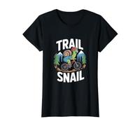 Trail Snail Mountain Biking Funny Cycling Lover Value Graphic T-Shirt, Women, Black, M