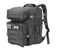 Trail Tactical Backpack 30L, Black Military Army Style Rucksack with MOLLE System, Laptop Sleeve, Full Clamshell Opening, Outdoor Travel Hiking Bag with Padded Back & Adjustable Chest Strap