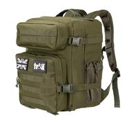 Trail Tactical Backpack 30L, Green Military Army Style Rucksack with MOLLE System, Laptop Sleeve, Full Clamshell Opening, Outdoor Travel Hiking Bag with Padded Back & Adjustable Chest Strap