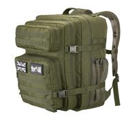 Trail Tactical Backpack 45L, Green Military Army Style Rucksack with MOLLE System, Laptop Sleeve, Full Clamshell Opening, Outdoor Travel Hiking Bag with Padded Back & Adjustable Chest Strap