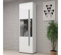 trail tall high gloss display cabinet in white with led