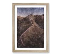 Trail Through The Badlands in South Dakota Painting Framed Print | A2 Oak Framed Wall Art | Ready to Hang | Modern Historical Picture | Living Room Bedroom Lounge Office