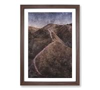 Trail Through The Badlands in South Dakota Painting Framed Print | A2 Walnut Framed Wall Art | Ready to Hang | Modern Historical Picture | Living Room Bedroom Lounge Office