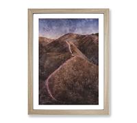 Trail Through The Badlands In South Dakota Painting Modern Framed Print | A3 Oak Framed Wall Art | Ready to Hang | Modern Historical Picture | Living Room Bedroom Lounge Office