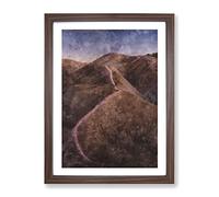 Trail Through The Badlands In South Dakota Painting Modern Framed Print | A4 Walnut Framed Wall Art | Ready to Hang | Modern Historical Picture | Living Room Bedroom Lounge Office