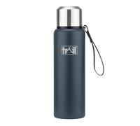 Trail Vacuum Flask with Strap 800ml, Stainless Steel Thermal Flask for Camping, Hiking & Travel, Keeps Drinks Hot 12hrs / Cold 24hrs, Double Walled, Leak-Proof, Twist-&-Pour Stopper, Lid Cup (Grey)