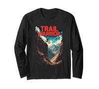 Trail Warrior Cool Mountain Biker in Scenic Landscape Long Sleeve T-Shirt