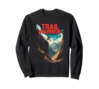 Trail Warrior Cool Mountain Biker in Scenic Landscape Sweatshirt