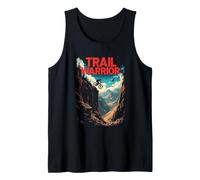 Trail Warrior Cool Mountain Biker in Scenic Landscape Tank Top