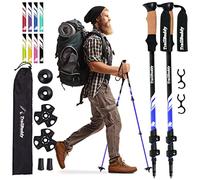 TrailBuddy Walking Poles - Pack of 2 Lightweight, Adjustable Trekking Poles for Hiking, Camping & Backpacking - Walking Sticks w/Cork Grip and Padded Strap, Lake Blue