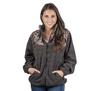 TrailCrest Women's C-Max Full Zip Polar Fleece Jacket Mossy Oak Camo Patterns, Charcoal Heather, XXXXL