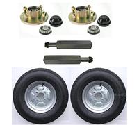 Trailer axle set 2 x taper hubs 4 inch PCD 2 x 10 inch 4PR wheels & tyres