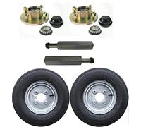 Trailer axle set 2 x taper hubs 4 inch PCD 2 x 8 inch 4PR wheels and tyres