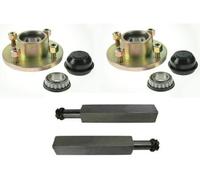 Trailer axle set 2 x taper hubs 4 inch PCD with 2 x square stub axles