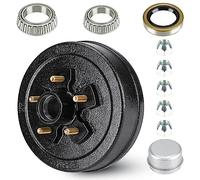 Trailer Brake Drum Kit, 5-Hole, 4.5" Bolt Circle Brake Drum for 3500 lb Axles, Replacement Brake Hub Drum Assembly for Rvs, Trailer and Semi Truck