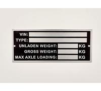 Trailer Caravan Vehicle Blank VIN & Weight Chassis Plate 120mm x 45mm Identification Number