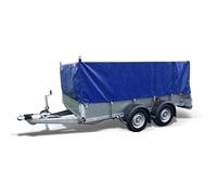 Trailer cover to fit the Ifor Williams GD105 mesh sided model 650GSM Blue Waterproof PVC, Rear opening with Zip & Velcro, Brass eyelets, bungee cord, ladder rack flaps. 323 x 172 x 90cm