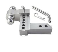 Trailer Hitch, 2'' Receiver 6'' Drop Adjustable Trailer Towing Hitch Dual Ball Mount 12500lbs For RV Truck Camper Car Caravan Accessories(Silver)