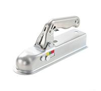 Trailer hitch 50mm towing coupler for unbraked trailers with 750kg capacity, featuring galvanized steel material for resistance to wear