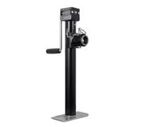 Trailer Jack Support Leg Heavy Duty Steel Trailer Leveling Jack With Square Top Mounting Head Round Socket Side Mounting Section Flat Rectangular Base, 15 Inch, Standard