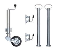 Trailer Jack Wheel 200mm Rubber Wheel, 60mm Tube, Galvanised Steel, 400kg Ideal