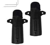 Trailer Light Plug - 2 Pieces 7 Pin Waterproof Hitch Connector - Replacement Parts Adapter for Truck, Boat, Motorhome, Towing and Travel