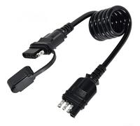 Trailer Light Wiring Extension 4 Way Flat with Coiled Stretchable Cable and Dust Cap for Stable Electrical Connection on Horse, Marine, Motorcycle, and Trailers
