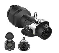 Trailer Plug Adapter, ABS 15 Pin to 13 Pin Trailer Connector, Including Power Reduction Chip, Effect Resistance, for 24V Truck to 12V Trailers Lighting Setup Anti Vibrations Truck Plug