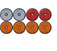 Trailer & truck reflector set round screw on 2 x red, 2 x white, 4 x amber