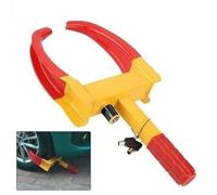 Trailer Wheel Lock Clamp, Universal Wheel Clamp Lock, Adjustable Heavy-Duty Security Tires Anti-Theft Lock, for Trailers SUV Boats ATVs Motorcycles Golf Cart with 2 Keys (Yellow-red)
