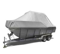 Trailerable 420D Boat Cover - UV Resistant Waterproof & Dustproof Fits Bass & Inflatable Boats Silver 11x13FT Heavy Duty Protection for All Weather Conditions