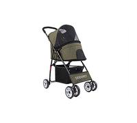 Trailers Trolley Jogger Buggy Carrier Pram Lightweight Foldable Dog Cat Bicycle 4-Rounds Outdoor Travel Cart (Dark Green)