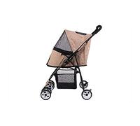 Trailers Trolley Jogger Buggy Carrier Pram Lightweight Foldable Dog Cat Bicycle 4-Rounds Outdoor Travel Cart (Beige)