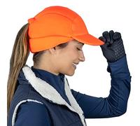 TrailHeads Fleece Ponytail Hat for Women - Trailblazer Reflective Winter Hat with Ponytail Hole for Workouts, Hunter Orange