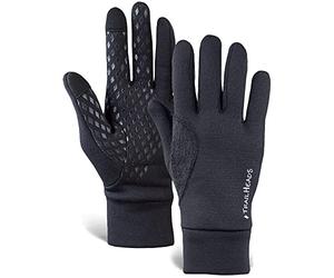TrailHeads Men’s Power Running Gloves - Black Touchscreen Gloves - Lightweight Gloves - large