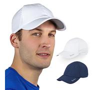 TrailHeads Men’s Running Hat with UV Protection | Quick Dry Sports Hats for Men | UPF 50 Hats Summer Men - White & Navy 2-Pack