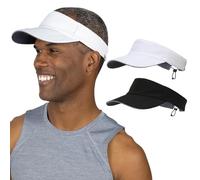 TrailHeads Men’s Sun Visor Hat for Running, Golf and Tennis - Recycled - White & Black