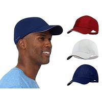 TrailHeads Performance Mens Running Hat - Lightweight, Quick Dry Workout Hats for Men - Athletic Sports Cap for Tennis, Gym - White/red/Navy 3-Pack