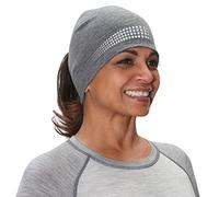 TrailHeads Ponytail Hat - Adrenaline Series | Women’s Running Beanie with Reflective Accents | Black Skull Cap - Heather Grey/Reflective