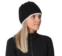 TrailHeads Women’s Cable Knit Beanie with Fleece Lining | Winter Hat - Black/Wintry White
