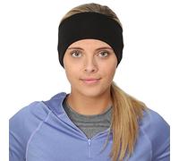 TrailHeads Women’s Ponytail Headband | Moisture Wicking Ear Band | The Power Running Headband - black