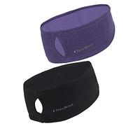 TrailHeads Women’s Ponytail Headband | Moisture Wicking Ear Band | The Power Running Headband - black/heather purple - 2 Pack
