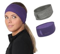 TrailHeads Women’s Ponytail Headband | Moisture Wicking Ear Band | The Power Running Headband - heather grey/heather purple - 2 Pack