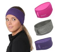 TrailHeads Women’s Ponytail Headband | Moisture Wicking Ear Band | The Power Running Headband - heather pink-grey-purple - 3 Pack