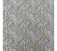 Trailing Flowers Floral Digital Printed Cotton Rich Linen Vintage Look Quilting Craft Project Cushion Curtain Furnishing Upholstery Home Fabric Material | 55" - 140 cm Wide (per Metre, Autumn)