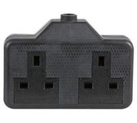 Trailing Socket 13 AMP 250 Volt High Impact Without Plug or Cable Build Your own Extension Lead (Twin Gang, Black)