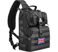 TRAILKICKER 15L Tactical Laptop Backpack Military Molle Army Assault Pack 3 Day Bug Out Bag Hiking Treeking Camouflage Hunting Backpack for Men w/United Kingdom Flag Patch