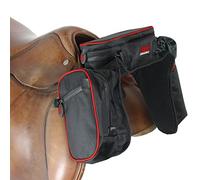 TrailMax Compact English Pommel Pocket Horse Saddlebag with Water Bottle Sleeve for Trail Riding, Works with English, Endurance & Australian Saddles, Red Piping, 350 cali sześciennych