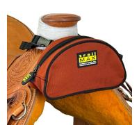 TrailMax Original Saddle Bag for Western and Endurance Saddles; Mobile Phone Saddle Horn Bag; Saddle Horn Bag for Horses; Trail Riding Mobile Phone Pom Bag, Rust with black piping, 20,3 x 8,9 x 6,3 cm