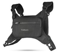 Trailoom Running Chest Pack, Reflective Vest, Water Repellent, Phone Holder, Men & Women, Workout Bag for Runners, Cycling, Biking, EDC Pouch, Jogging Carrier, Hidden Pocket, Lightweight (Black)